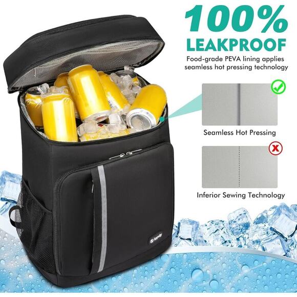Backpack Cooler,46 Cans Large Cooler 2 Insulated Leak Proof black - Picture 4 of 7